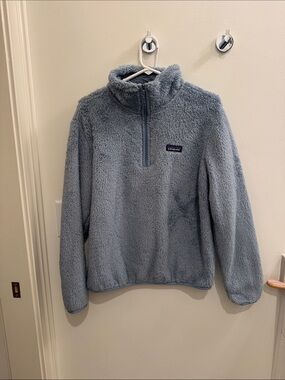 Patagonia Light Blue Teddy Fleece 1/4 Zip Pullover - Plush Sherpa